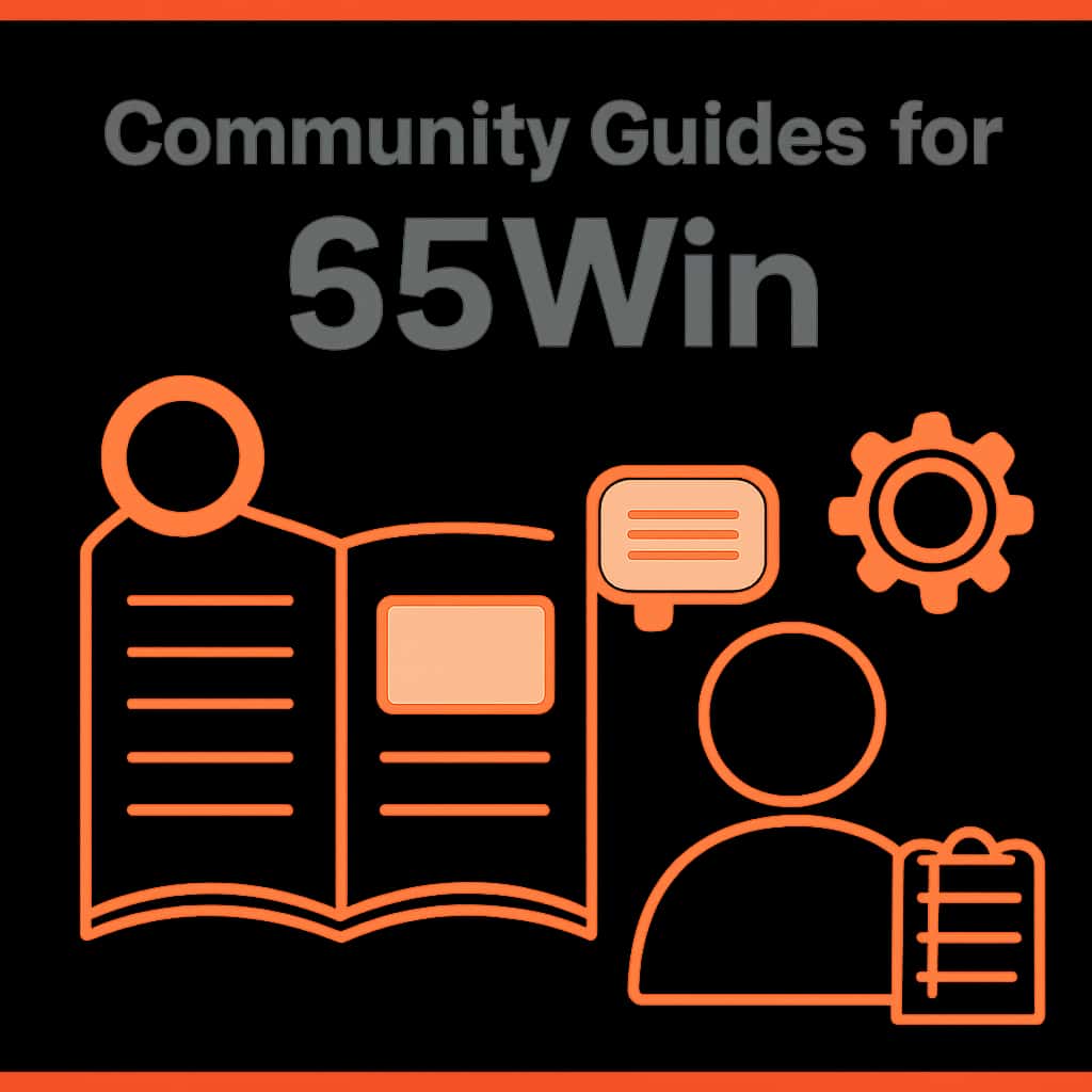 Illustration explaining the key features of Community Guides for 55 Win.