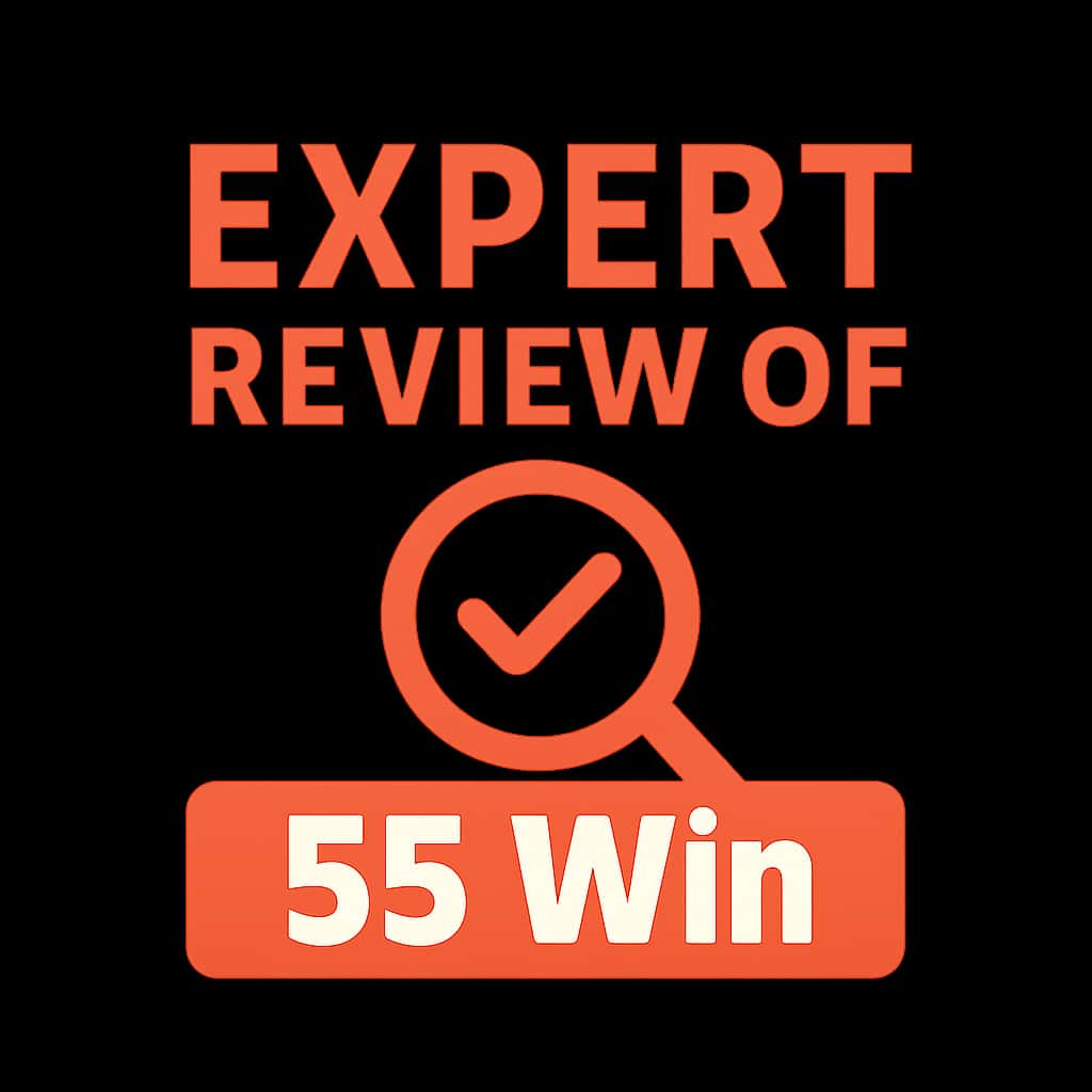 An icon badge representing the Expert Review of 55 Win.