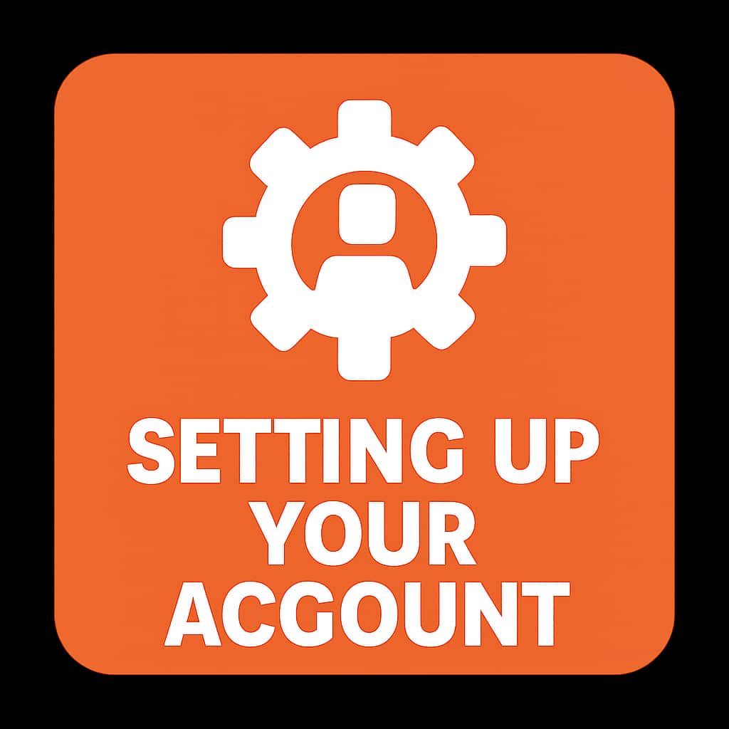 An icon symbolizing setting up a 55 Win account, designed in a sleek, modern style.