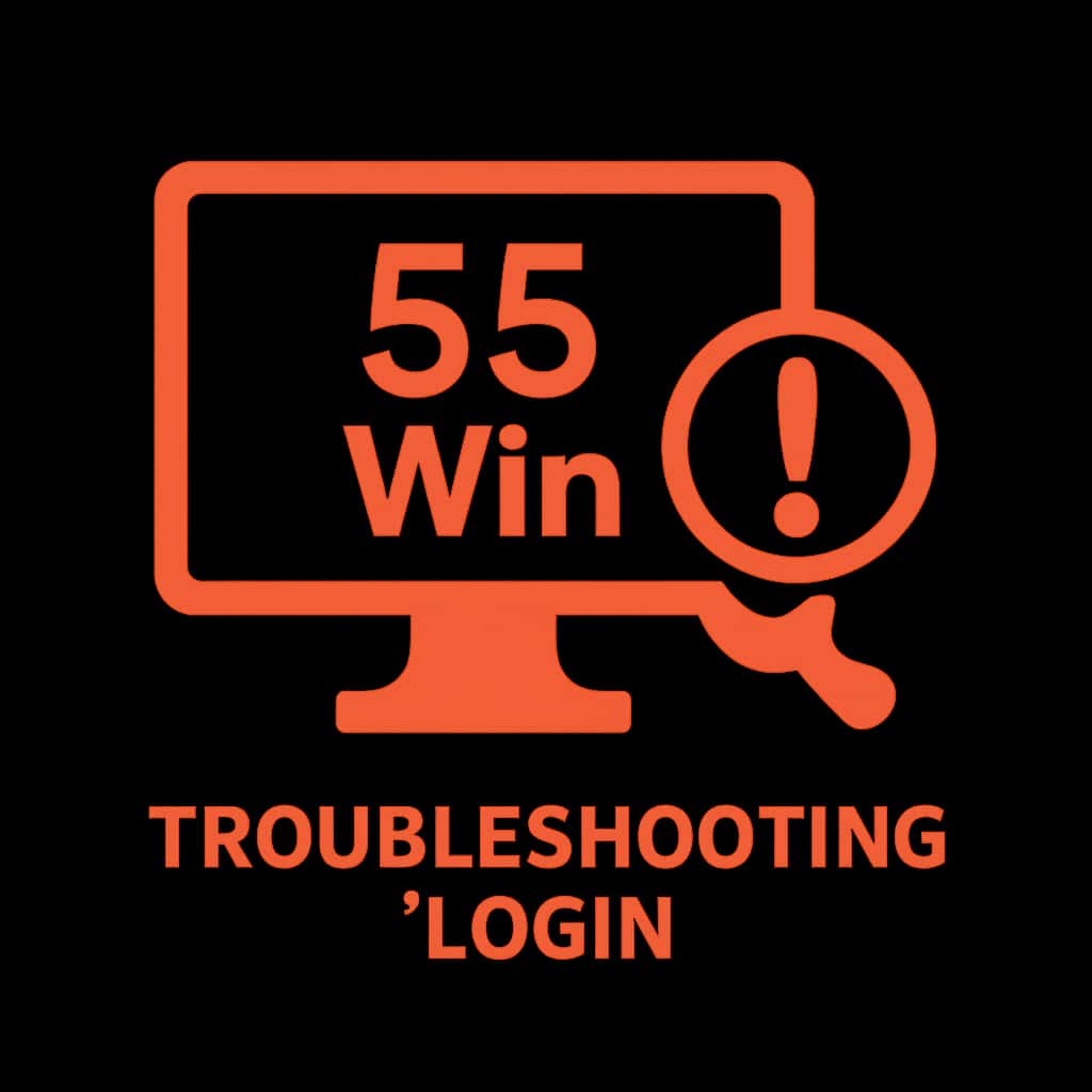 An icon representing login troubleshooting for the 55 Win application.